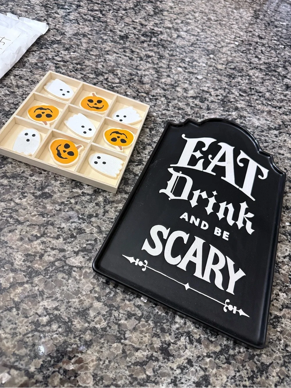 Threshold Halloween Stoneware Platter & Halloween tic tac toe set